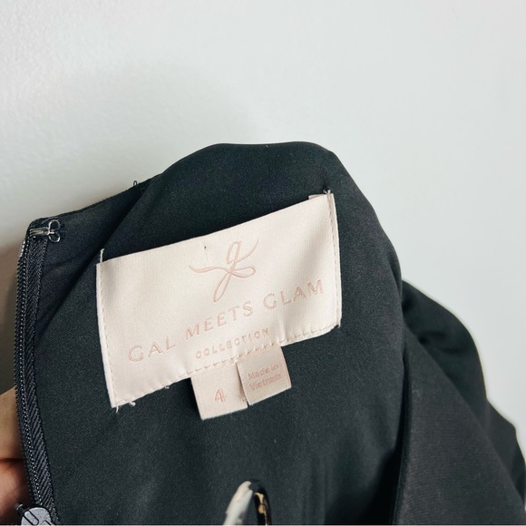 Gal Meets Glam sz 4 Celeste Fit n Flare Dress Long Sleeve Tiered Classic Black - Picture 5 of 7